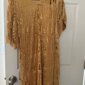 Gold Fringe Sequin Dress 1920’s costume
